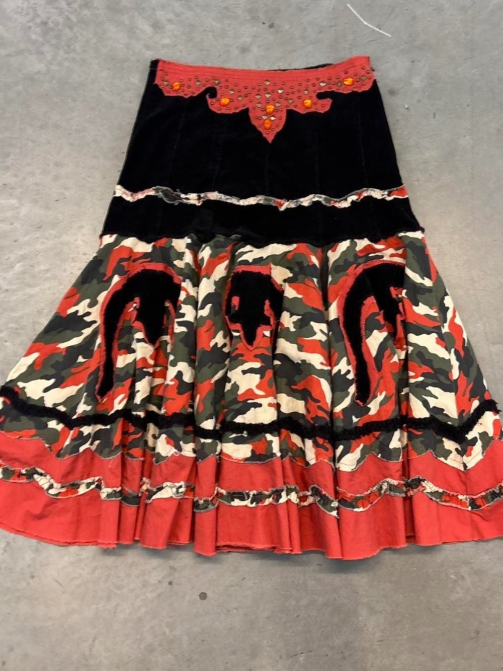 Miss Me Orange and Black Camo Maxi Skirt L size